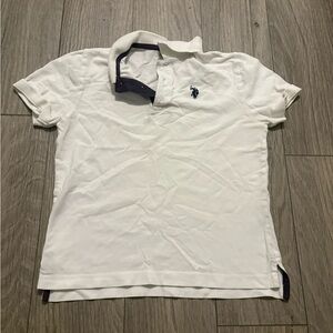 U.S. Polo Assn. White Polo with Navy Logo and Trim